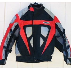 NITRO Euro Racing Motorcycle Jacket Removable Armor Black Red Silver Men’s sizeS